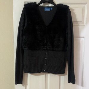 Simply Vera Vera Wang Black and Dark Gray Cardigan